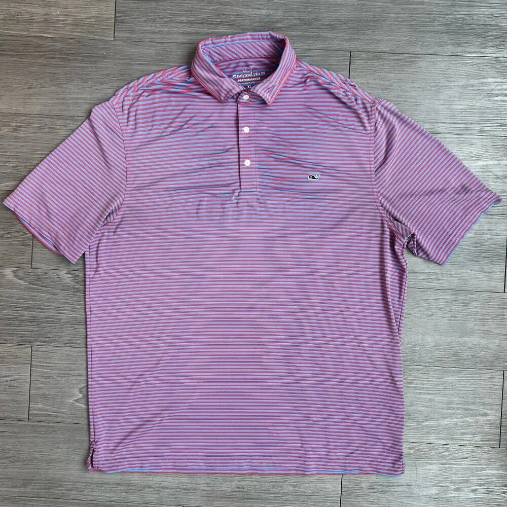 Vineyard Vines Performance Polo Shirt Striped Stretch Golf Athletic Size XL - Picture 1 of 6